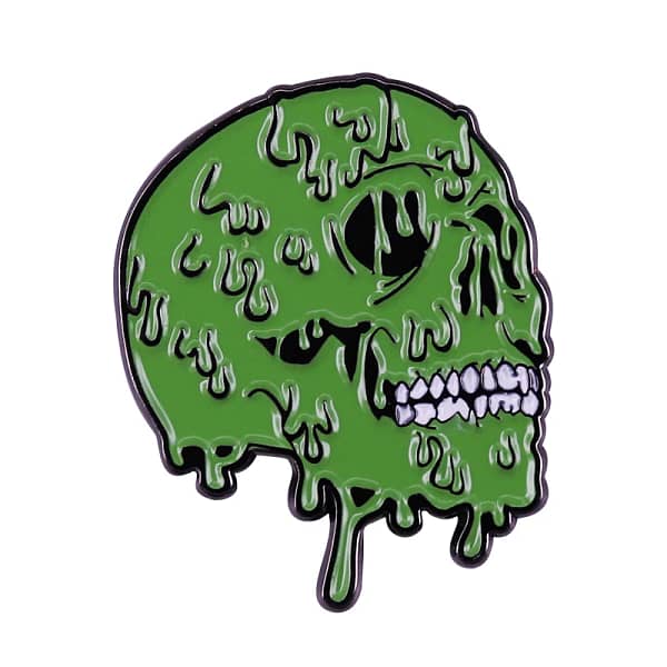 Green Melt Skull Enamel Pin